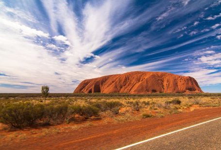 Uluru - landscape photography of mountain under blue sky