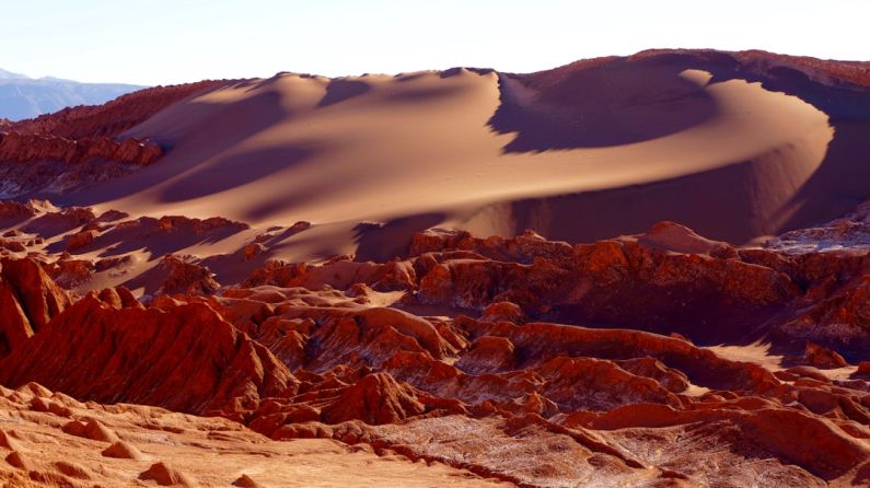 Atacama Desert - rock formation under white sky