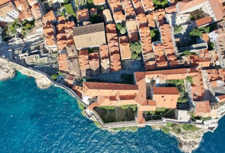 Dubrovnik Old - an aerial view of a small village by the water