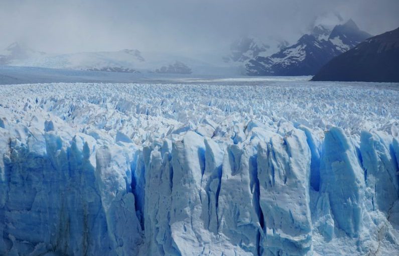 Patagonia Glacier - ice formation under gray sky