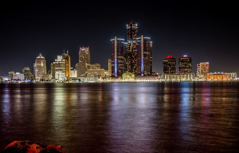 Detroit Skyline - cityscape at night